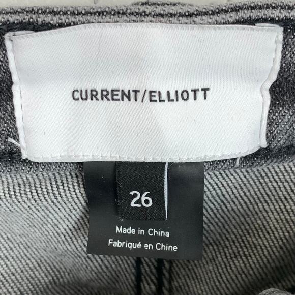 Current Elliott The 5 Pocket Mini Denim Skirt Black White Cotton Stretch Size 26 - Picture 6 of 10